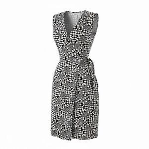 Diane von Furstenberg DVF Star Polka Dot Print Wrap Dress Size 8 Black White